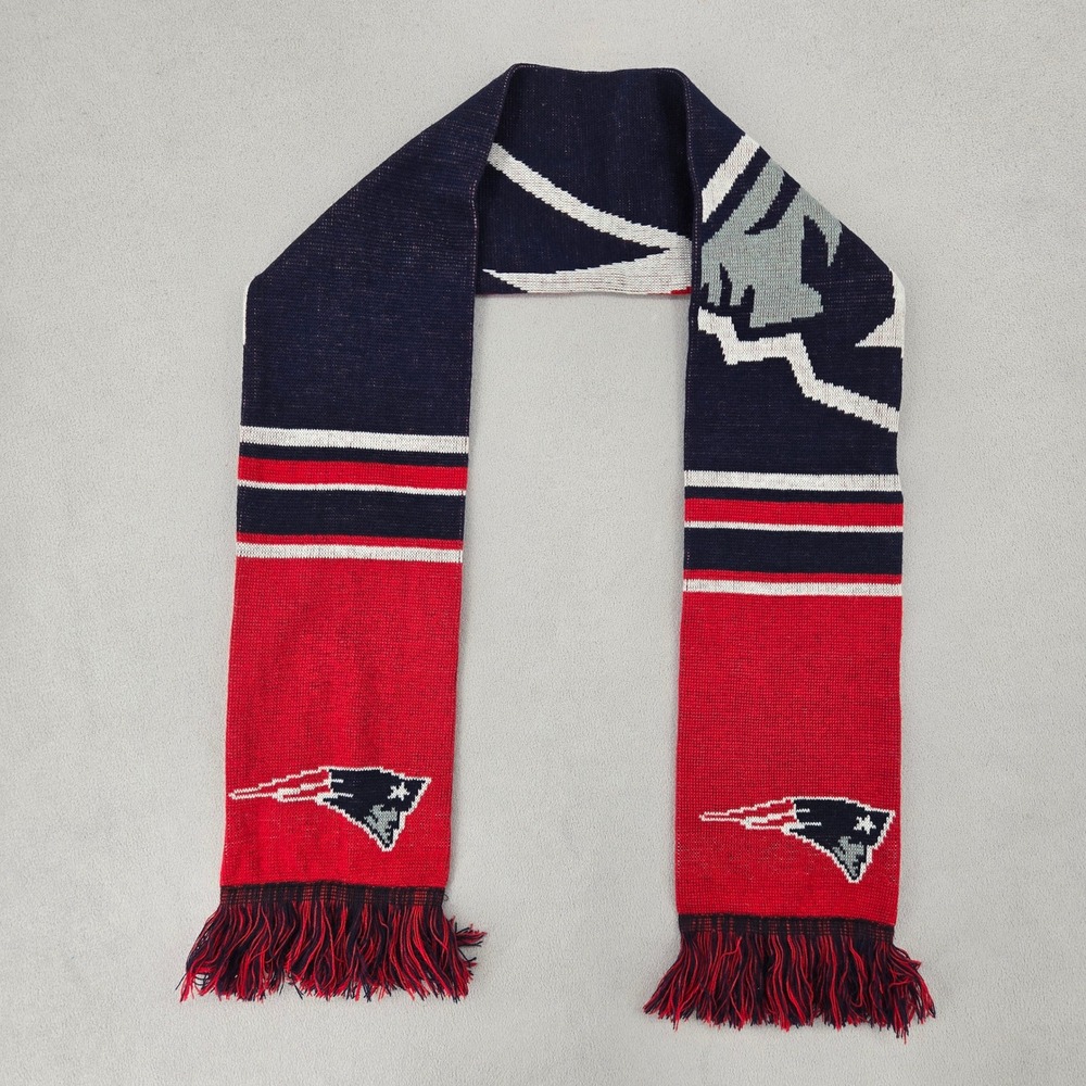 NFL New England Patriots OS Knit Scarf Winter Fan Gear Sporty Retro Americana